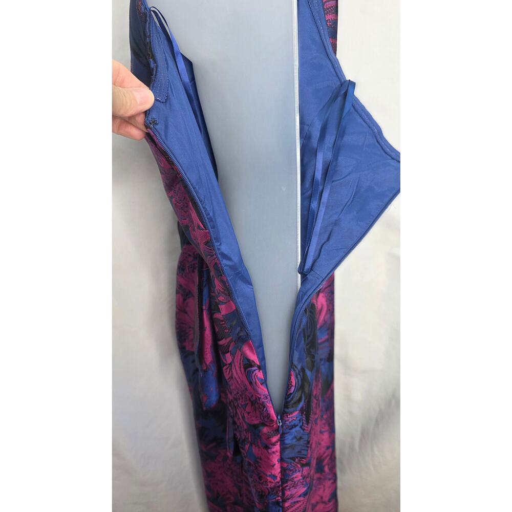 Adrianna Papell One Shoulder Jacquard Gala Formal Gown Size 12 Orchid Wedding - Picture 9 of 15